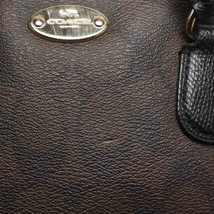 Pre Owned Coach Cora Dome Brown Signature Coated Canvas and Leather Satchel