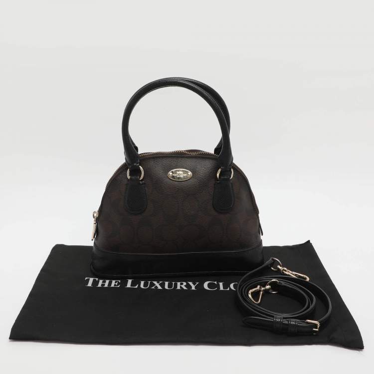 Pre Owned Coach Cora Dome Brown Signature Coated Canvas and Leather Satchel