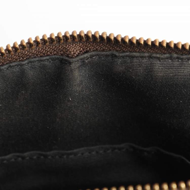 Pre Owned Coach Emma Mini Brown/Black Signature Coated Canvas and Leather Satchel