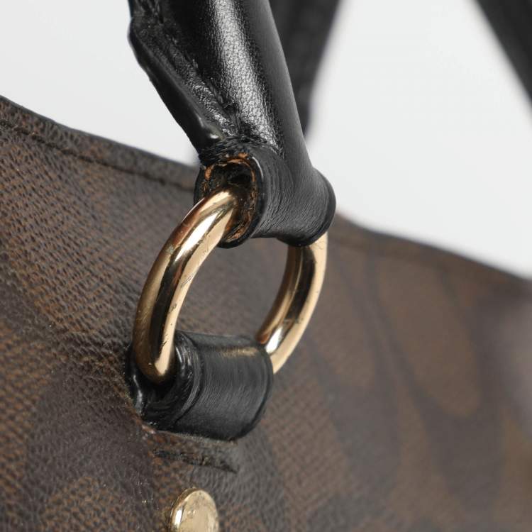 Pre Owned Coach Emma Mini Brown/Black Signature Coated Canvas and Leather Satchel