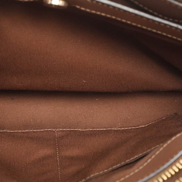 Pre Owned Coach Etta Carryall Beige/Brown Signature Coated Canvas and Leather Satchel