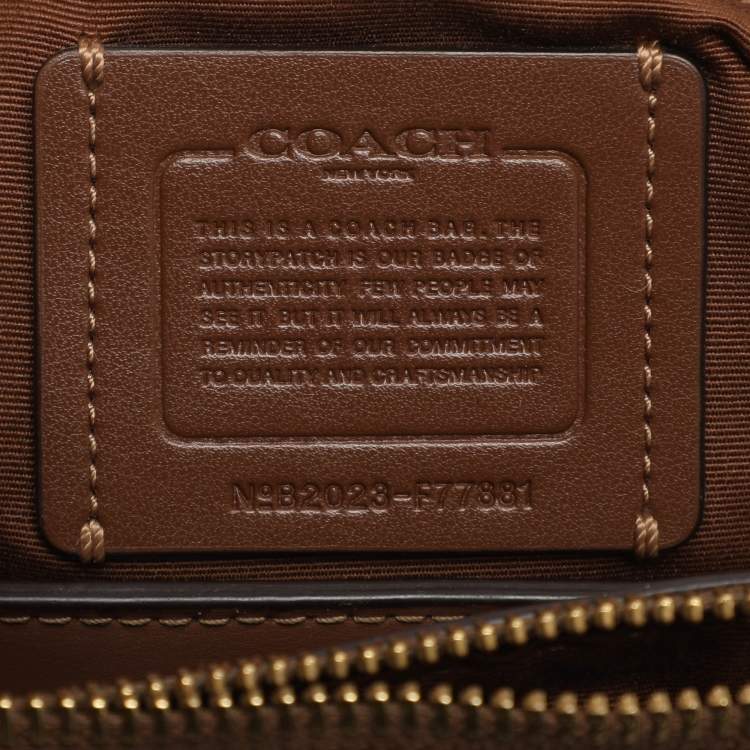 Pre Owned Coach Etta Carryall Beige/Brown Signature Coated Canvas and Leather Satchel