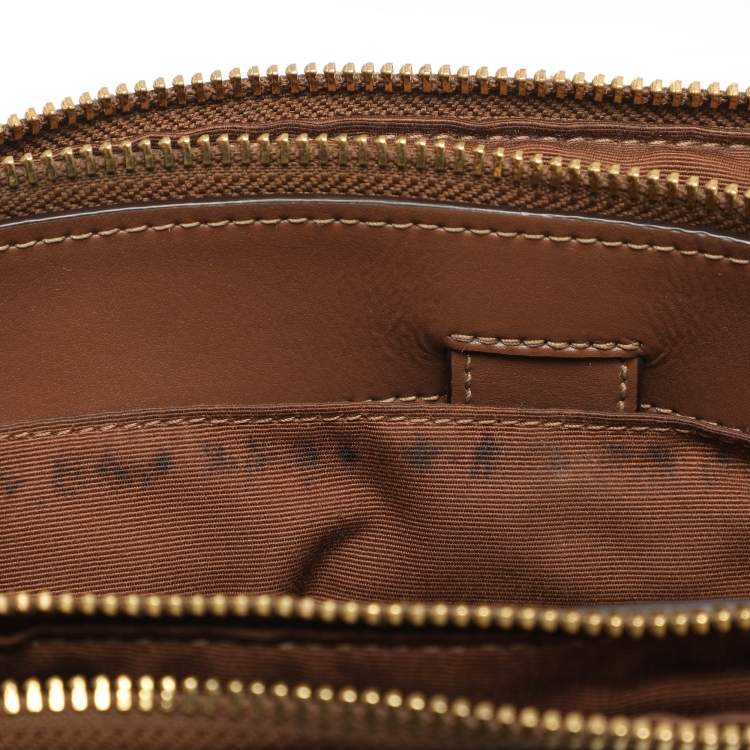 Pre Owned Coach Etta Carryall Beige/Brown Signature Coated Canvas and Leather Satchel