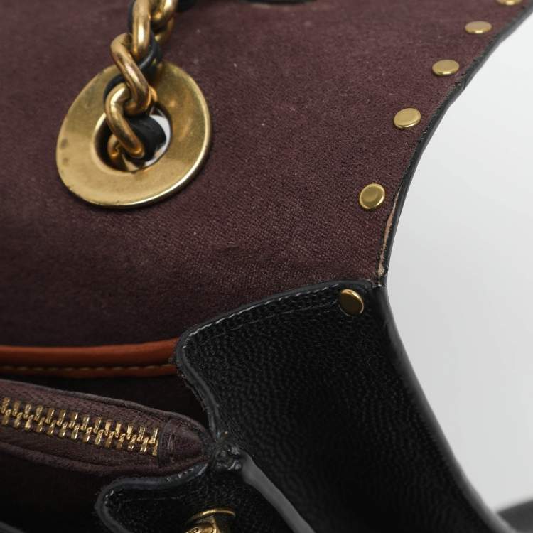 مملوكة مسبقًا Coach Black Leather Small Parker Chain Flap Shoulder Bag