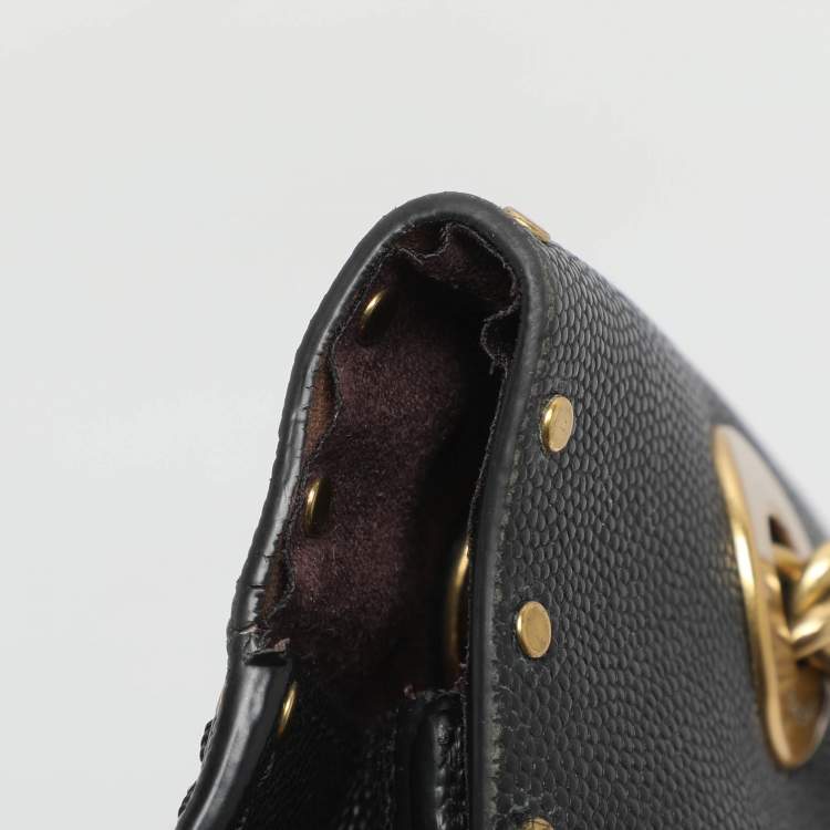 مملوكة مسبقًا Coach Black Leather Small Parker Chain Flap Shoulder Bag