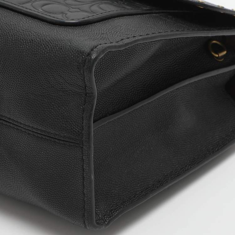 مملوكة مسبقًا Coach Black Leather Small Parker Chain Flap Shoulder Bag