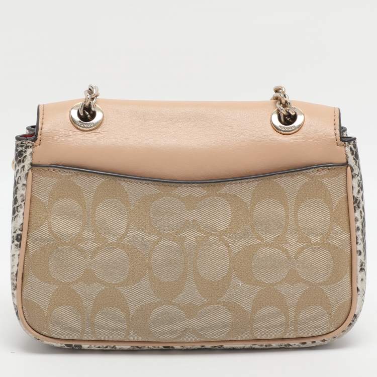 Pre Owned Coach Cassidy Mini Multicolor Signature Coated Canvas and Snakeskin Embossed Leather Shoulder Bags