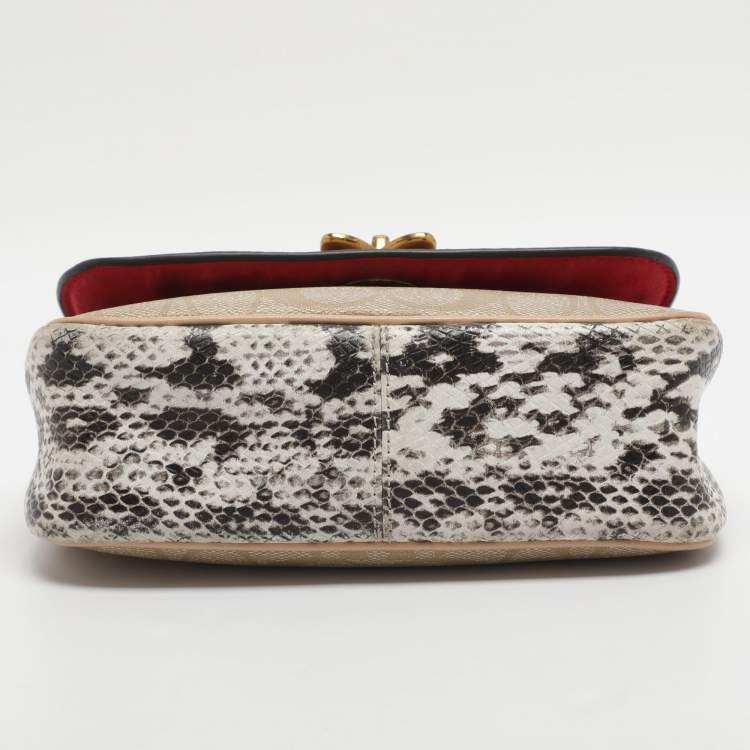 Pre Owned Coach Cassidy Mini Multicolor Signature Coated Canvas and Snakeskin Embossed Leather Shoulder Bags