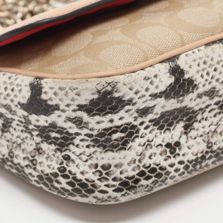 Pre Owned Coach Cassidy Mini Multicolor Signature Coated Canvas and Snakeskin Embossed Leather Shoulder Bags