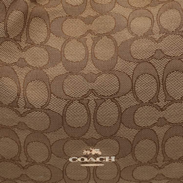 Pre Owned Coach Edie 31 Beige/Brown Signature Canvas and Leather Shoulder Bag