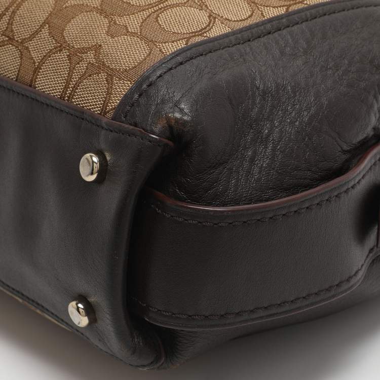 Pre Owned Coach Edie 31 Beige/Brown Signature Canvas and Leather Shoulder Bag