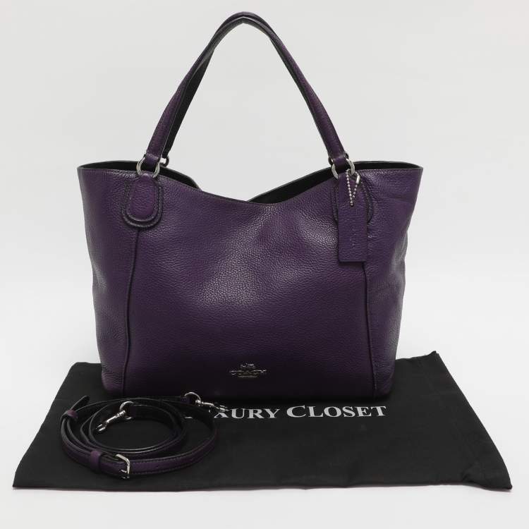 مملوكة مسبقًا Coach Edie 28 Purple Leather Tote