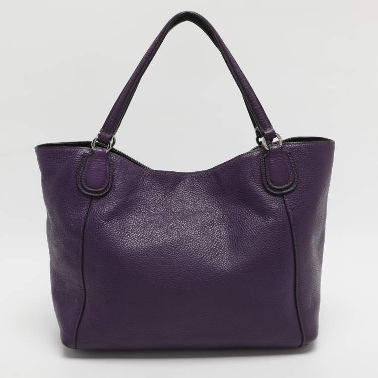 مملوكة مسبقًا Coach Edie 28 Purple Leather Tote