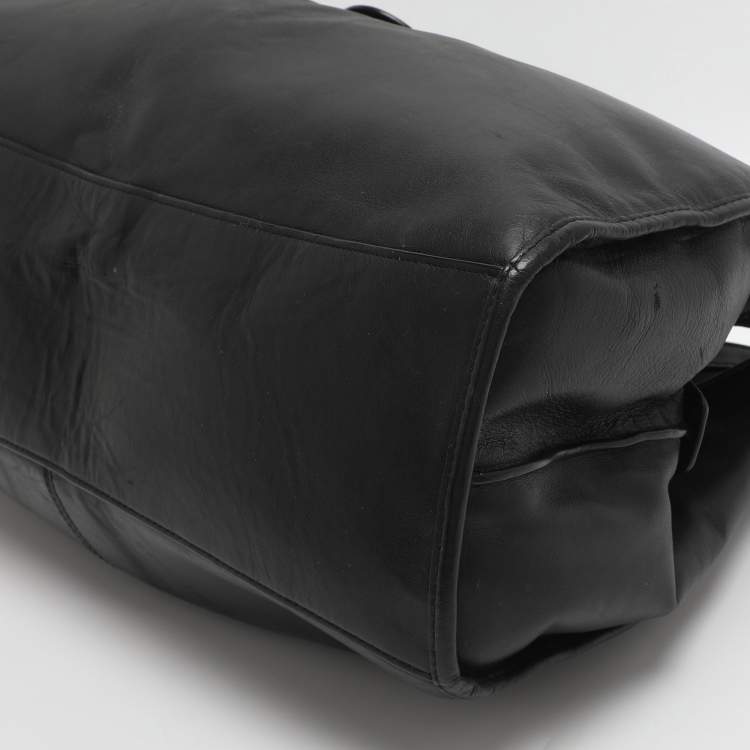 Pre Owned Coach Carlyle Black Leather Shoulder Bag