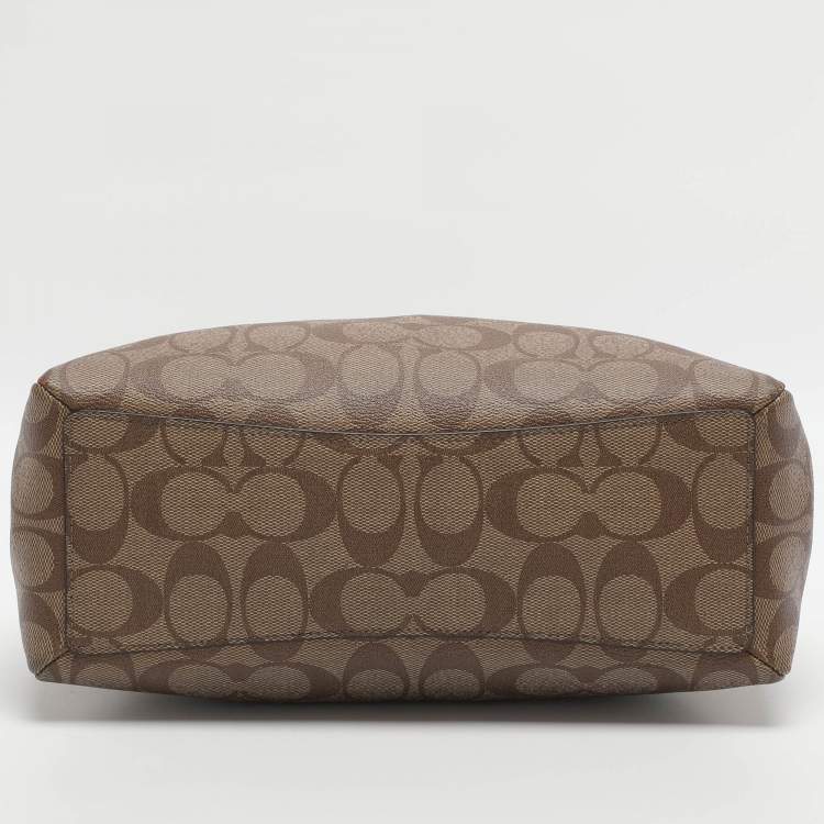 Pre Owned Coach Sage Carryall Beige/Brown Coated Canvas and Leather Satchel