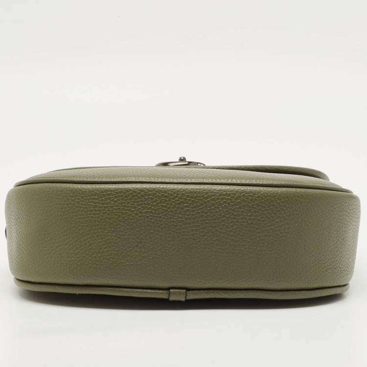 Pre Owned Coach Willow Saddle Olive Green Leather Crossbody Bag