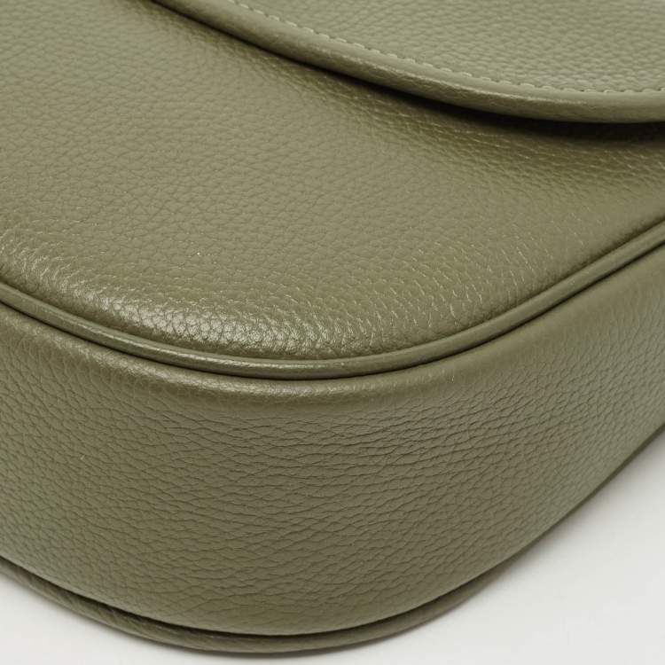 Pre Owned Coach Willow Saddle Olive Green Leather Crossbody Bag