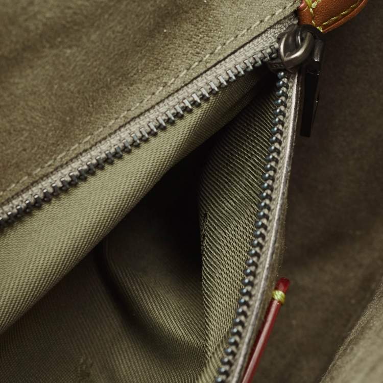 Pre Owned Coach Willow Saddle Olive Green Leather Crossbody Bag