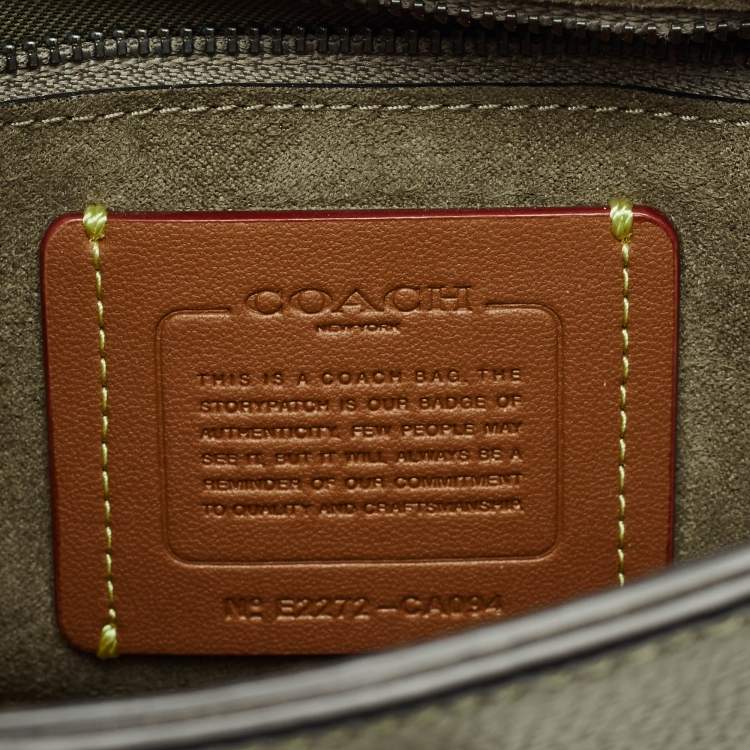 Pre Owned Coach Willow Saddle Olive Green Leather Crossbody Bag