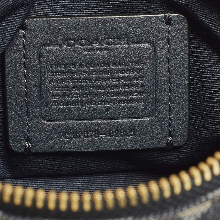 Pre Owned Coach Dempsey Blue/Off White Denim Logo Jacquard Patch Shoulder Bag