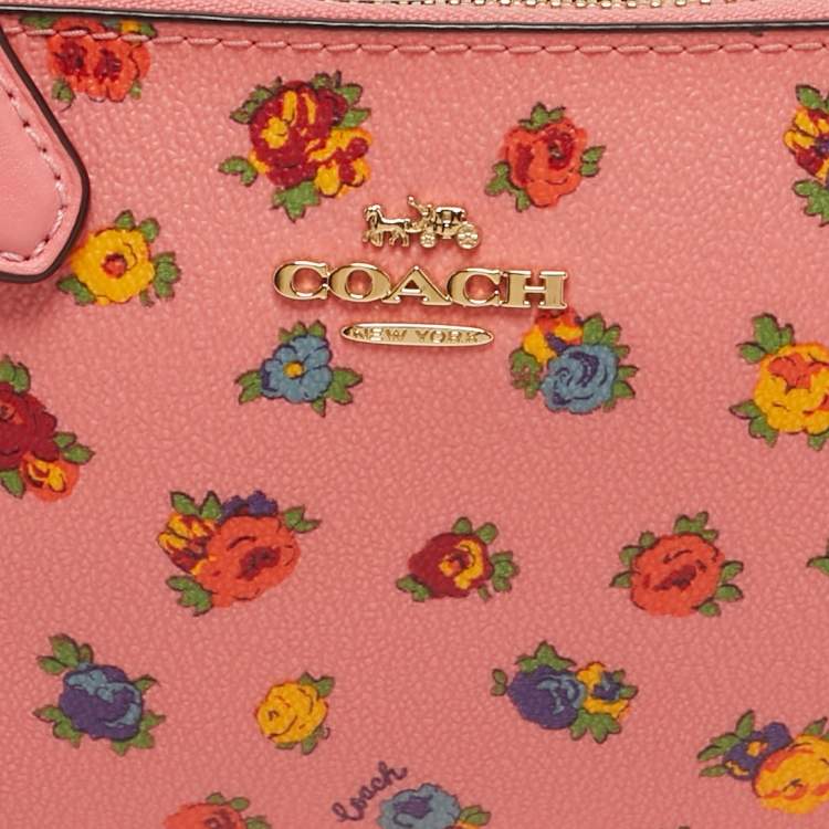 Pre Owned Coach Nolita Mini Pink Leather Vintage Rose Print Shoulder Bag