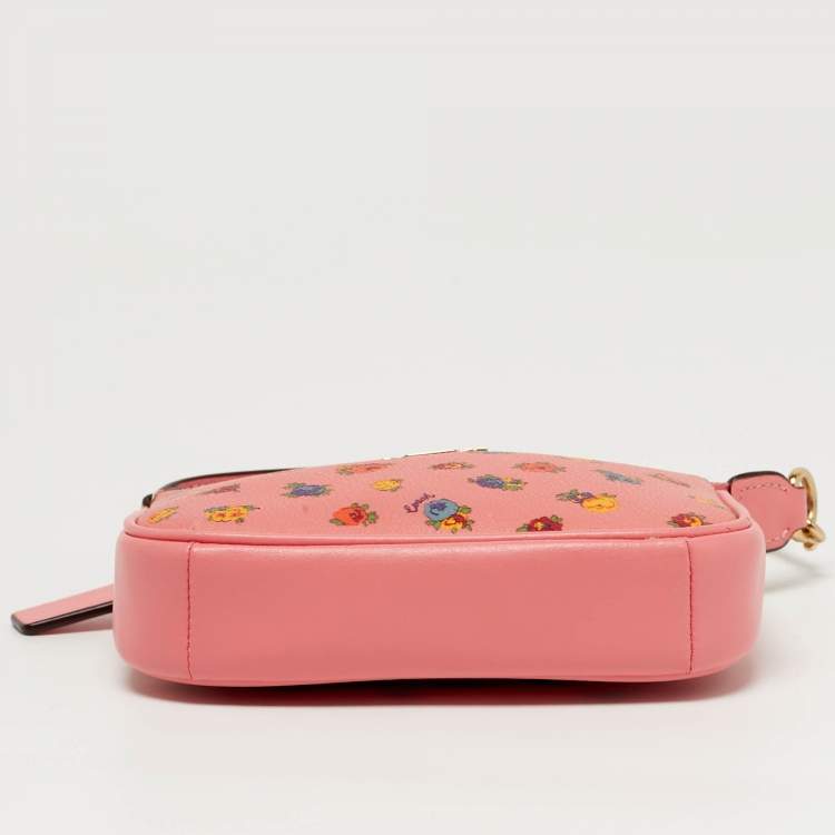 Pre Owned Coach Nolita Mini Pink Leather Vintage Rose Print Shoulder Bag