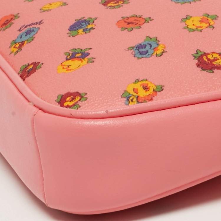Pre Owned Coach Nolita Mini Pink Leather Vintage Rose Print Shoulder Bag