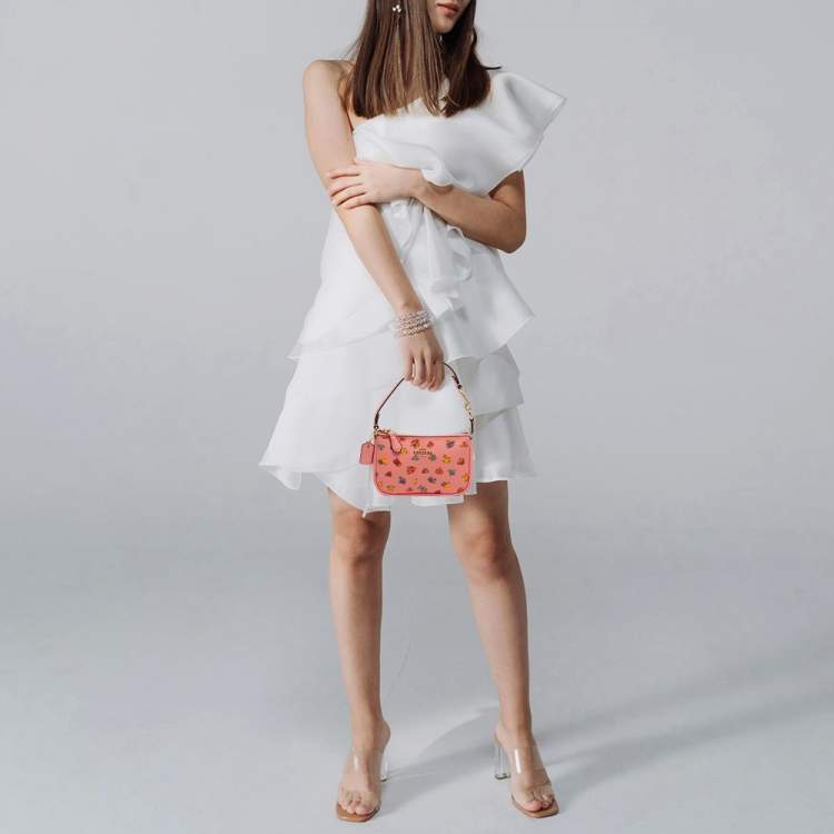 Pre Owned Coach Nolita Mini Pink Leather Vintage Rose Print Shoulder Bag