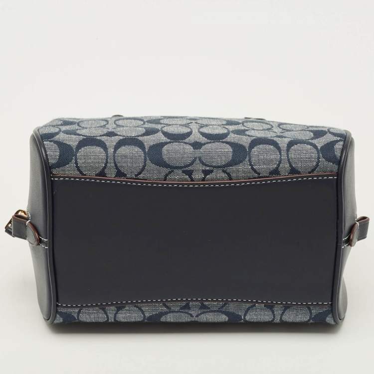 مملوكة مسبقًا Coach Sydney Navy Blue Signature Denim and Leather Satchel
