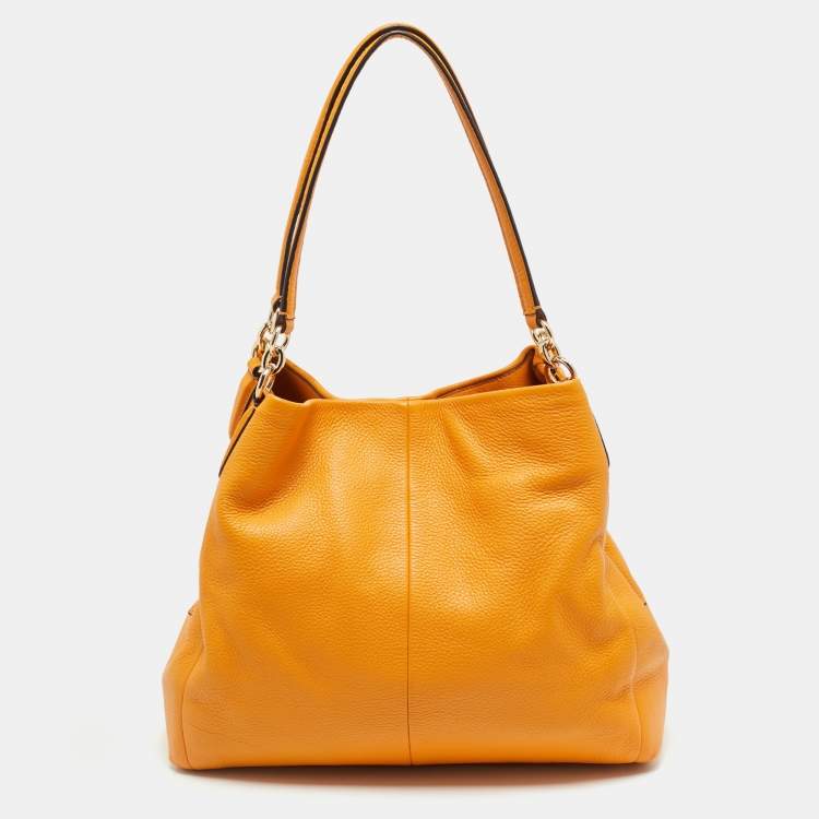 Pre Owned Coach Madison Phoebe Dark Yellow Leather Shoulder Bag