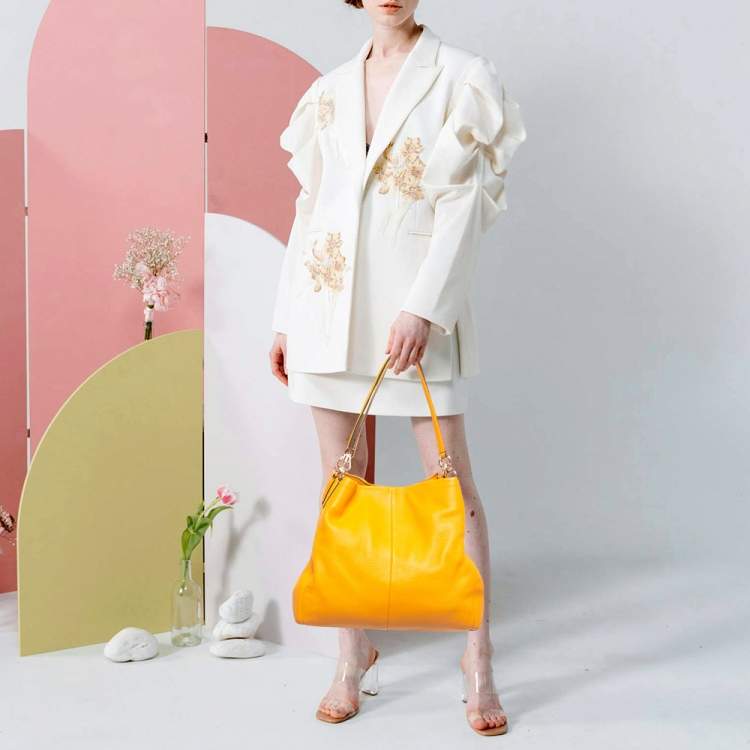 Pre Owned Coach Madison Phoebe Dark Yellow Leather Shoulder Bag