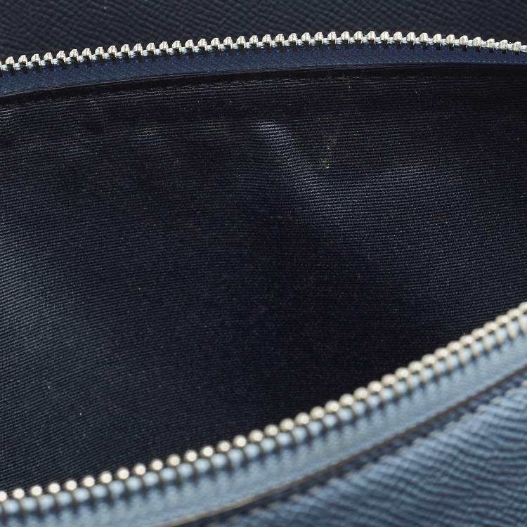 Pre Owned Coach Tatum Caryall Light Blue/Beige Signature Coated Canvas and Leather Tote