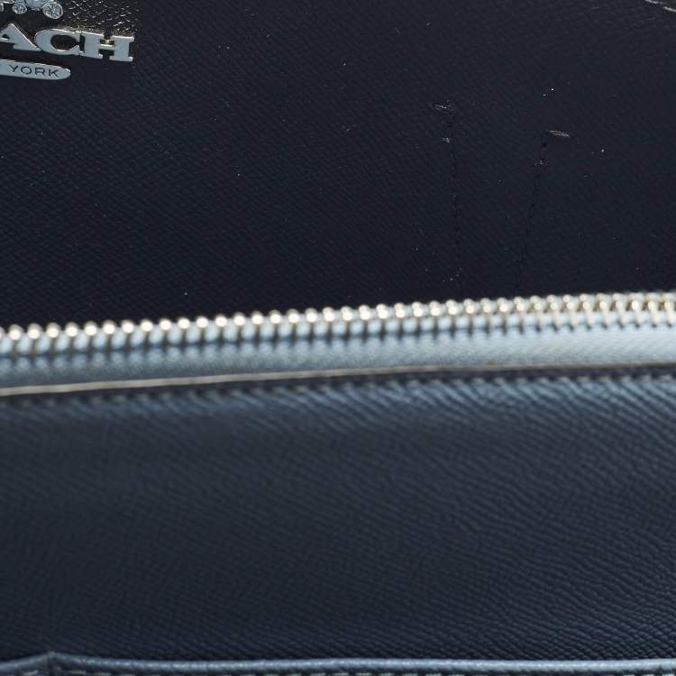 Pre Owned Coach Tatum Caryall Light Blue/Beige Signature Coated Canvas and Leather Tote