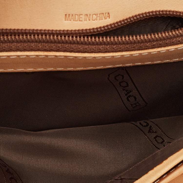 Pre Owned Coach Buckle Beige/Brown Signature Fabric and Leather Trifold Wallet