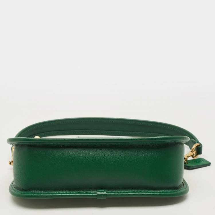 Pre Owned Coach Swinger 20 Green Signature Canvas and Leather Bag