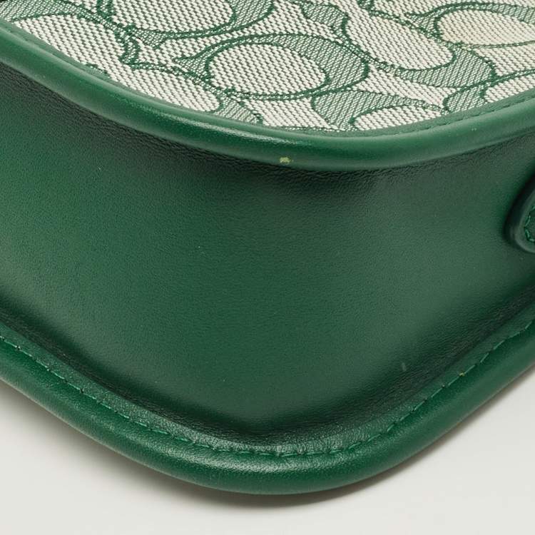 Pre Owned Coach Swinger 20 Green Signature Canvas and Leather Bag