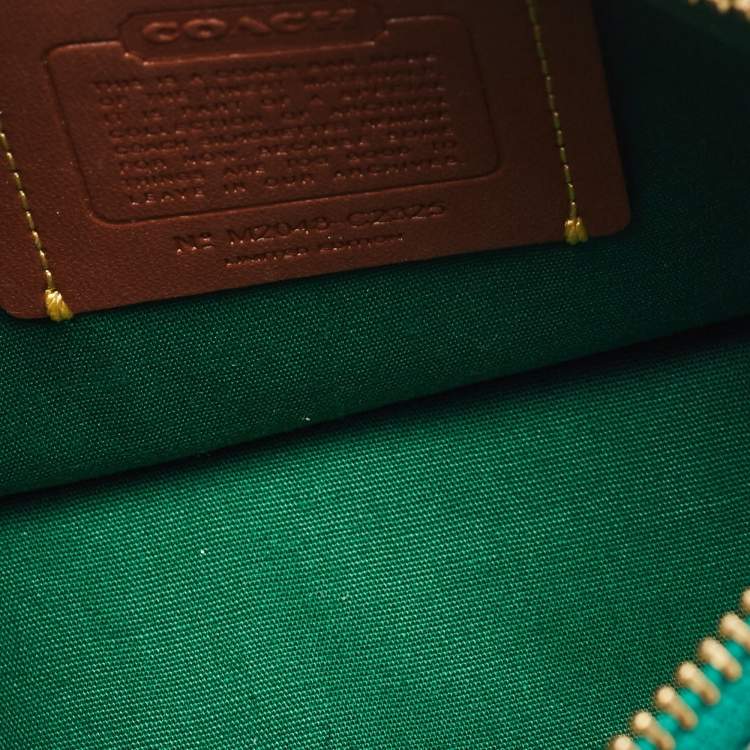 Pre Owned Coach Swinger 20 Green Signature Canvas and Leather Bag