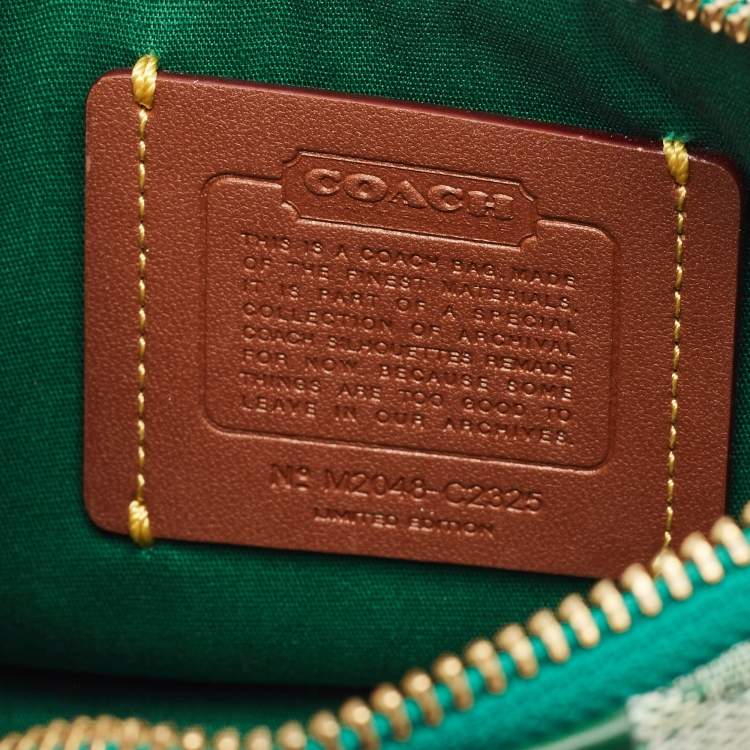 Pre Owned Coach Swinger 20 Green Signature Canvas and Leather Bag