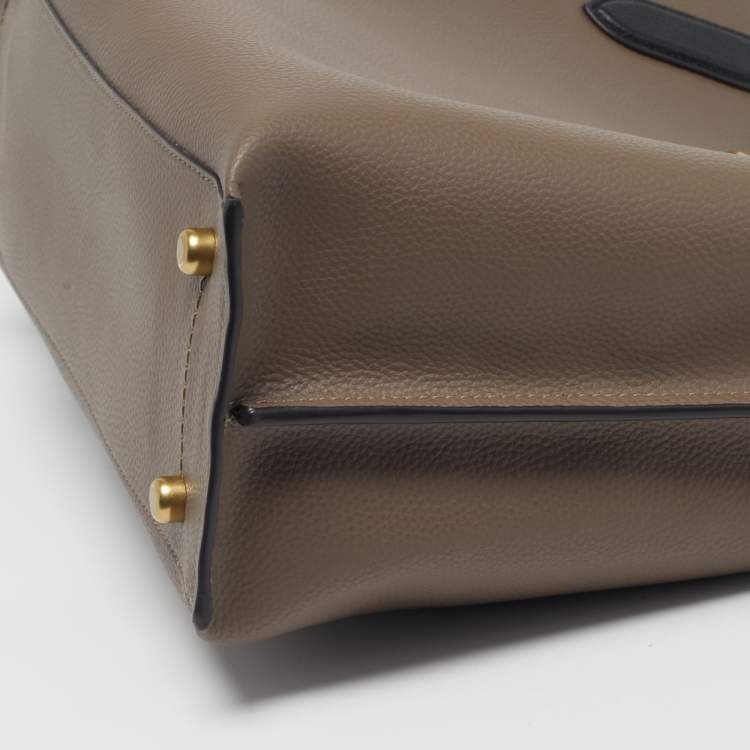 Pre Owned Coach Willow Colorblock Beige/Black Leather Tote