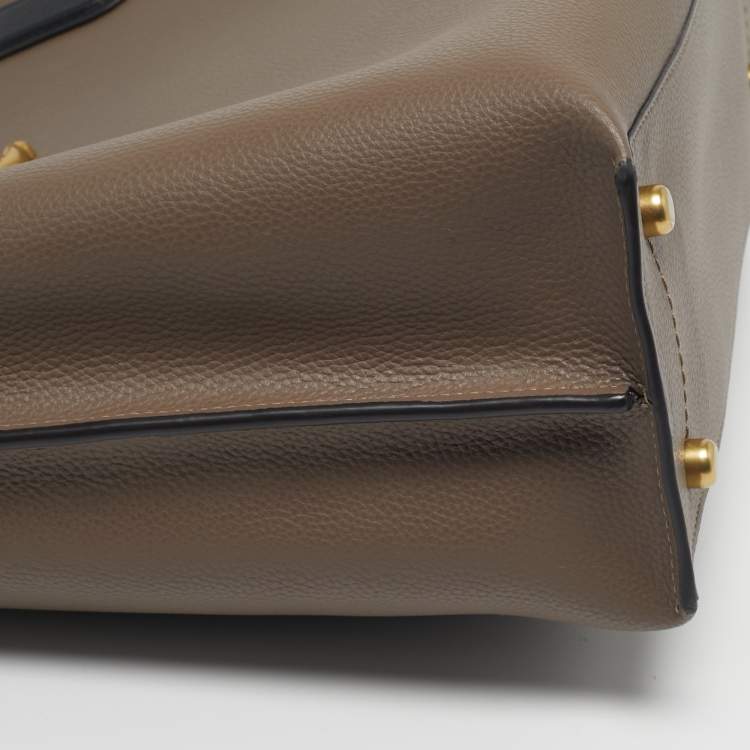 Pre Owned Coach Willow Colorblock Beige/Black Leather Tote