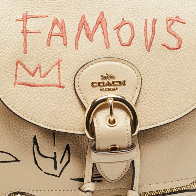 Pre Owned Coach x Jean Michel Basquiat Kleo Cream Leather Backpack