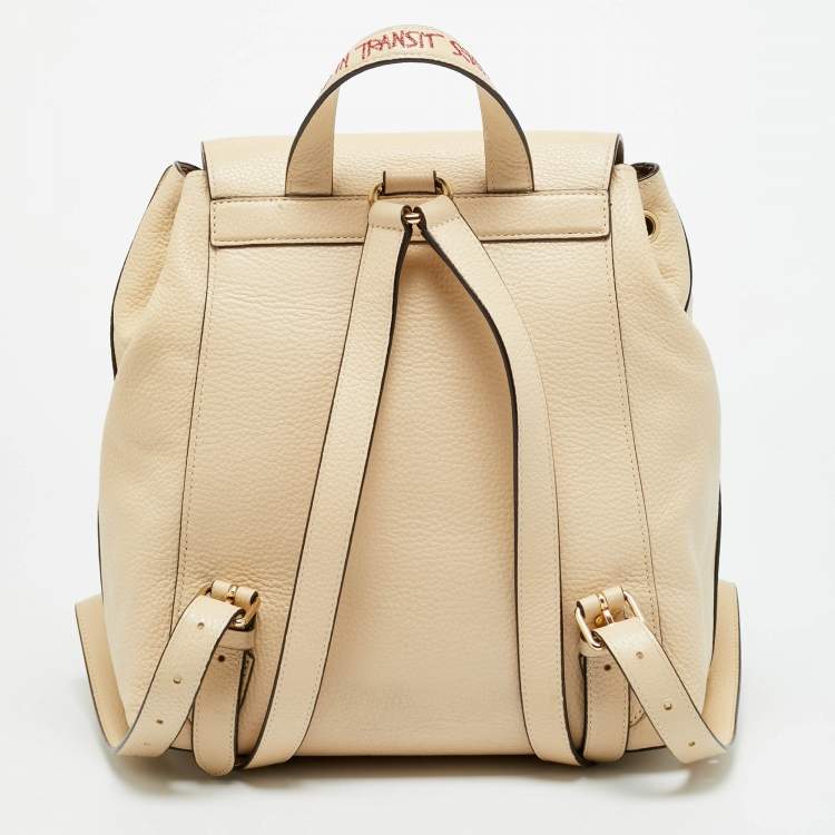 Pre Owned Coach x Jean Michel Basquiat Kleo Cream Leather Backpack