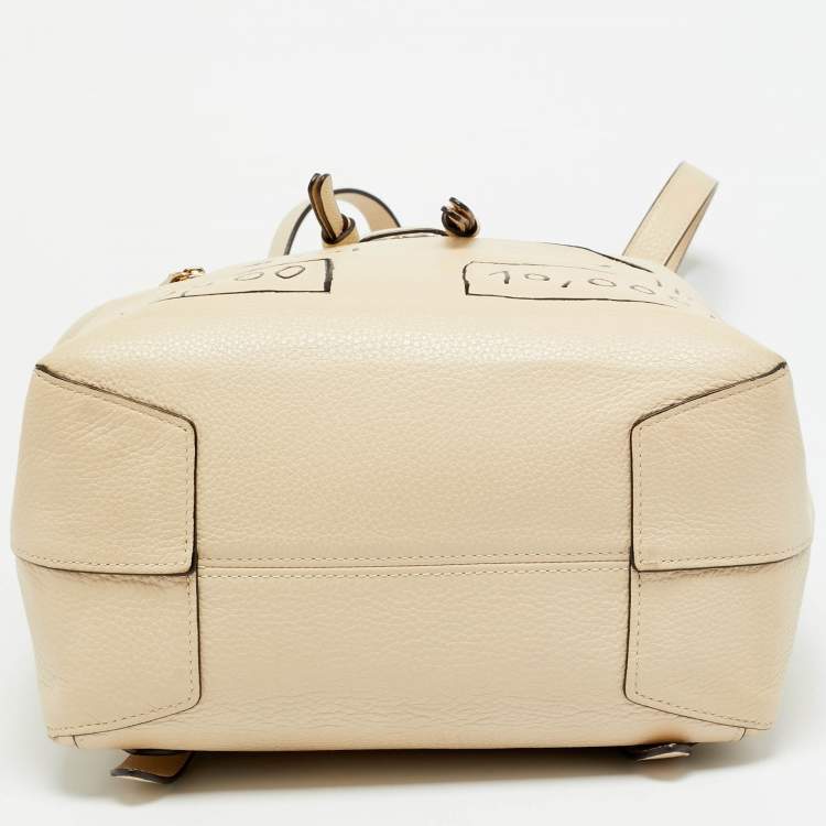 Pre Owned Coach x Jean Michel Basquiat Kleo Cream Leather Backpack