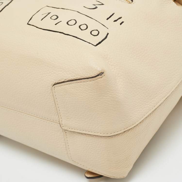 Pre Owned Coach x Jean Michel Basquiat Kleo Cream Leather Backpack