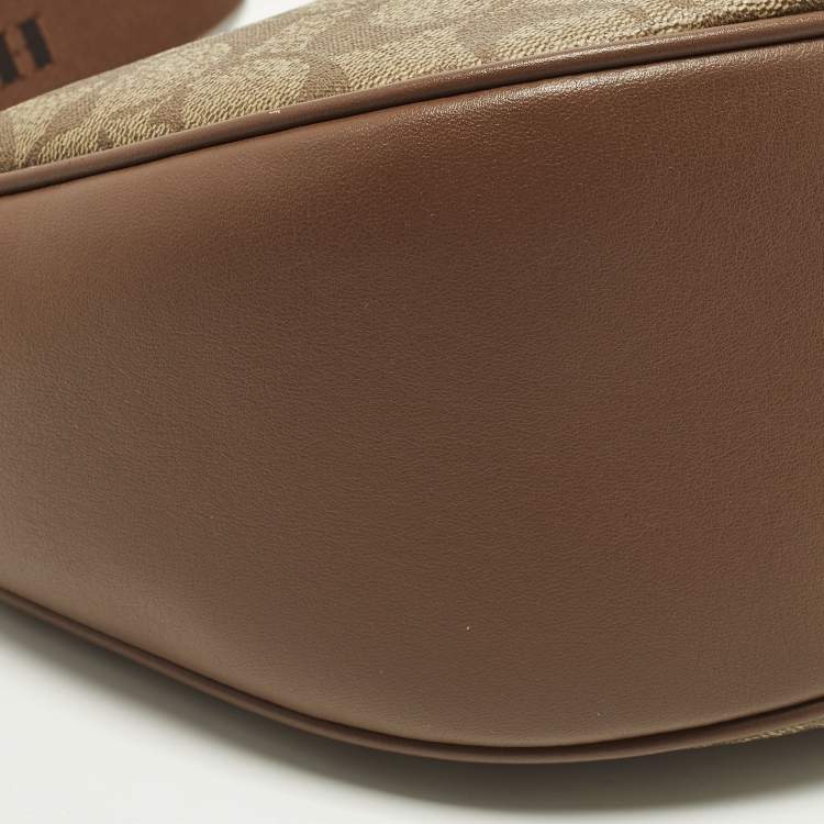 Pre Owned Coach Pace Beige/Brown Signature Coated Canvas and Leather Crossbody Bag