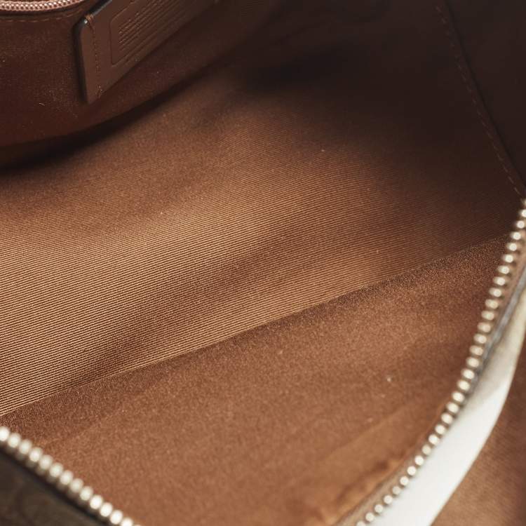 Pre Owned Coach Pace Beige/Brown Signature Coated Canvas and Leather Crossbody Bag