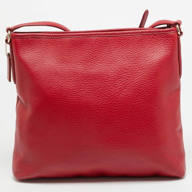 Pre Owned Coach File Red Leather Crossbody Bag