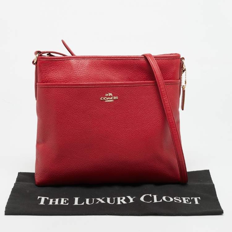 Pre Owned Coach File Red Leather Crossbody Bag