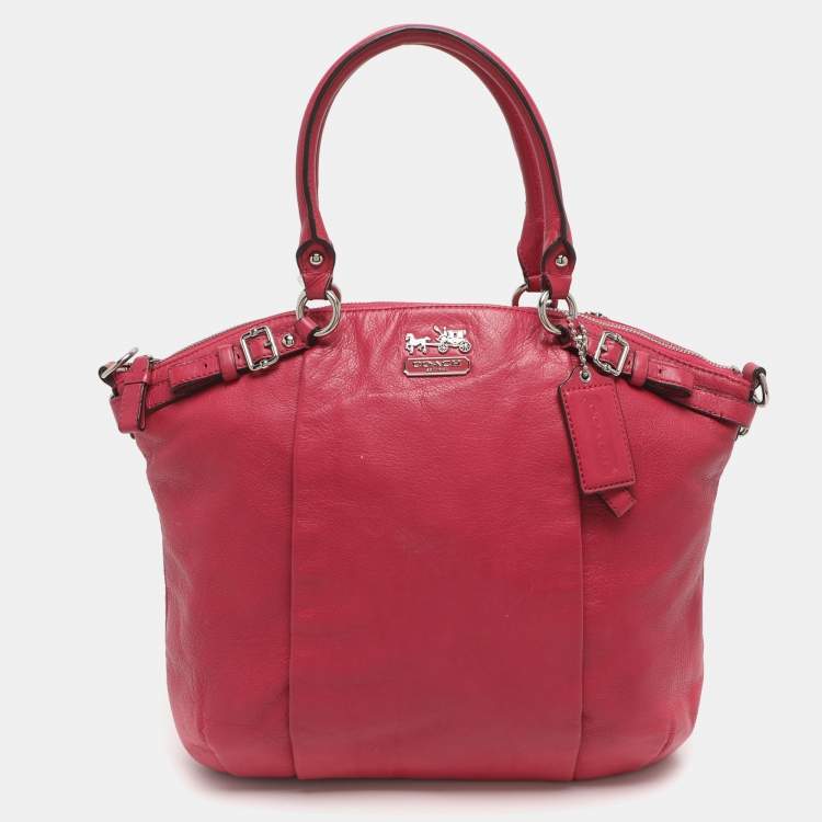 Pre Owned Coach Madison Lindsey Pink Leather Satchel