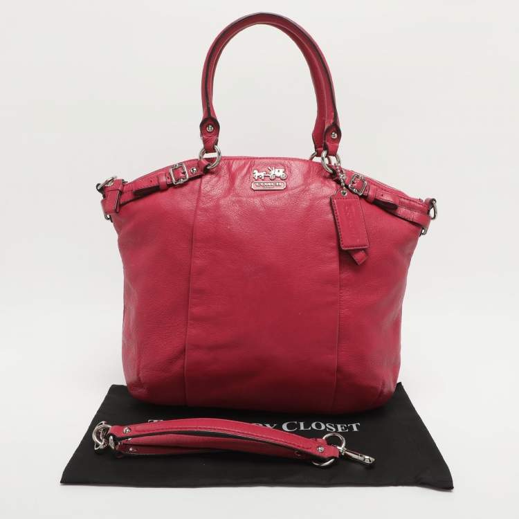 Pre Owned Coach Madison Lindsey Pink Leather Satchel